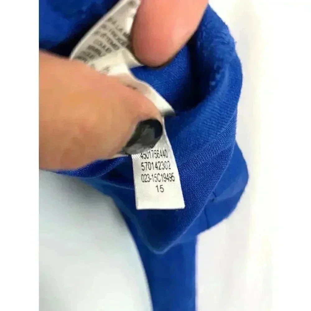 Chico’s‎ Cobalt Blue Jacket Shacket Sz 1 100% Linen Women's High Neck - Picture 7 of 16